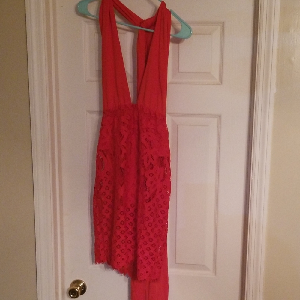SEXY red Midi Dress Medium (See through material)